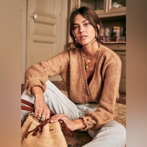 Sezane Mia Brown Knit Cardigan